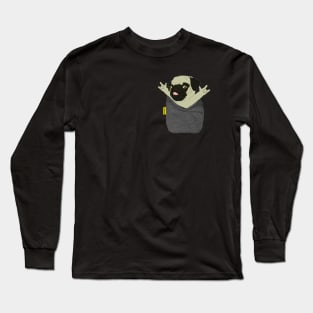 Pug Rock Pocket Long Sleeve T-Shirt